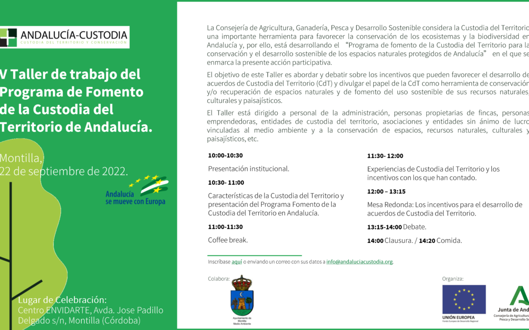 V Taller de trabajo del Programa de Fomento de la Custodia del Territorio de Andalucía