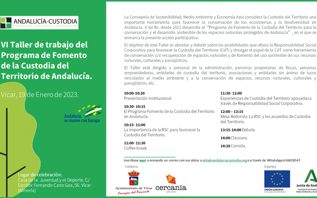 VI Taller de trabajo del Programa de Fomento de la Custodia del Territorio de Andalucía